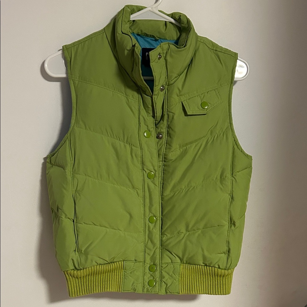 Gap Lime Green Puffer Vintage Vest. Size XS
